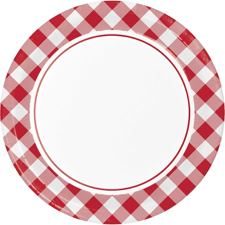 Creative Converting Red and White Gingham Paper Plates, 9", 96PK 349599
